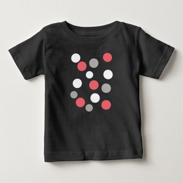 Camiseta De Bebé Círculos de bolas Patrón Cordón blanco gris rosado (Anverso)