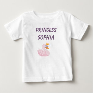 Camiseta De Bebé Cisne princesa rosa sobre nombre blanco