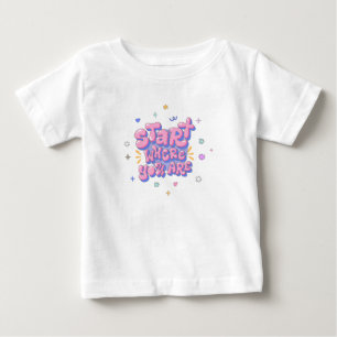 Camiseta De Bebé Cita con letra de burbuja colorida