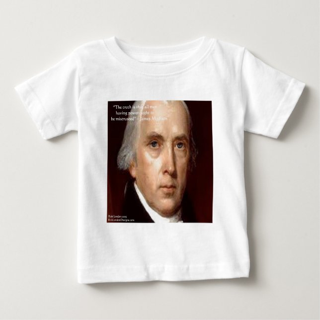 Camiseta De Bebé Cita de sabiduría "Desconfiar del poder" de James  (Anverso)