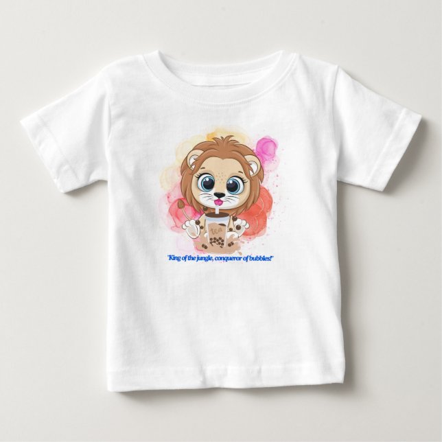Camiseta De Bebé cita del león personalizado bebiendo té bobba (Anverso)