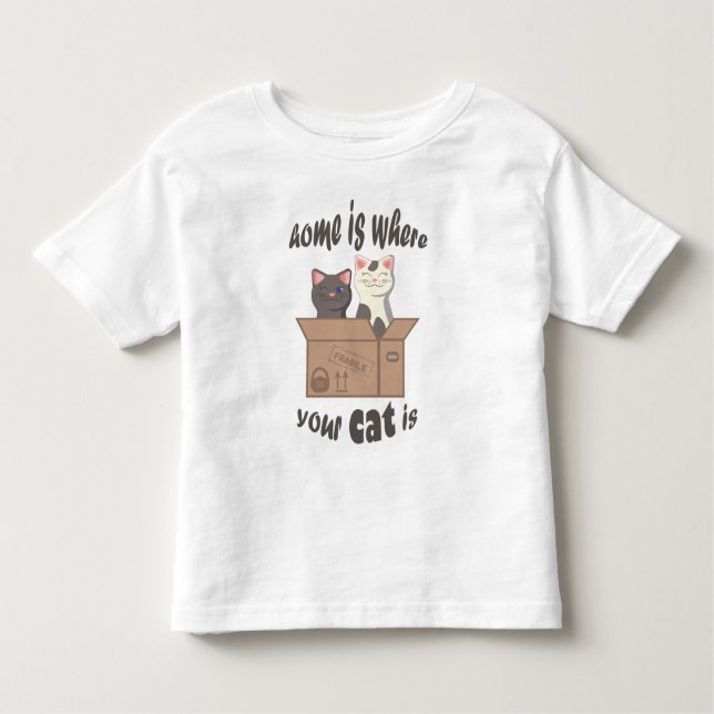 Camiseta De Bebé Cita divertida Home es donde está tu gato (Anverso)