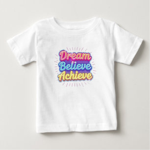 Camiseta De Bebé Cita motivacional de neón 'Sueña cree logra'