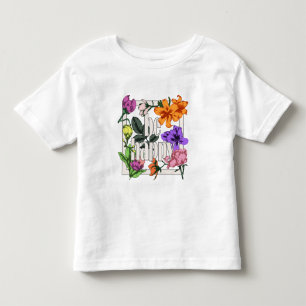 Camiseta De Bebé Cita positiva Be Happy y flores de jardín