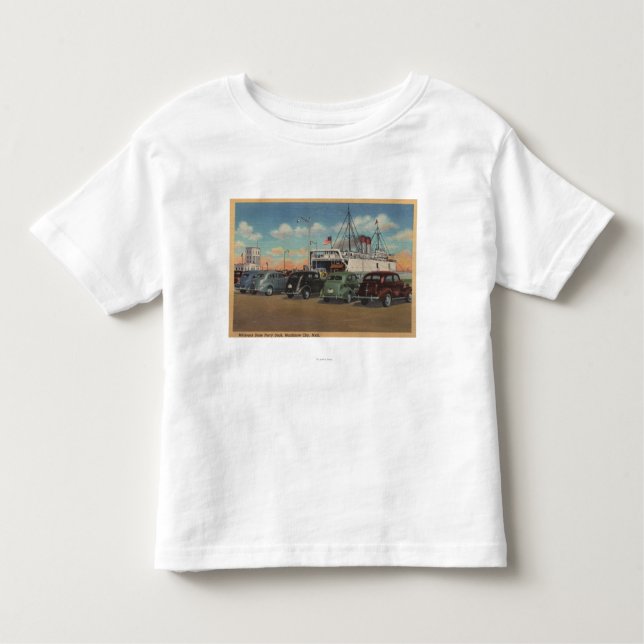 Camiseta De Bebé Ciudad de Mackinaw, MI - vista del muelle de (Anverso)