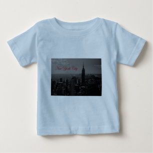 Camiseta De Bebé Ciudad Nueva York Blanca y Negra