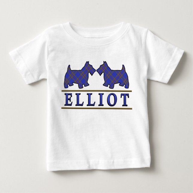 Camiseta De Bebé Clan Elliot Scottie Perro Clan Tartán escocés (Anverso)