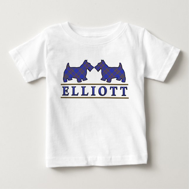 Camiseta De Bebé Clan Elliott Scottie Pers Scottish Clan Tartán (Anverso)