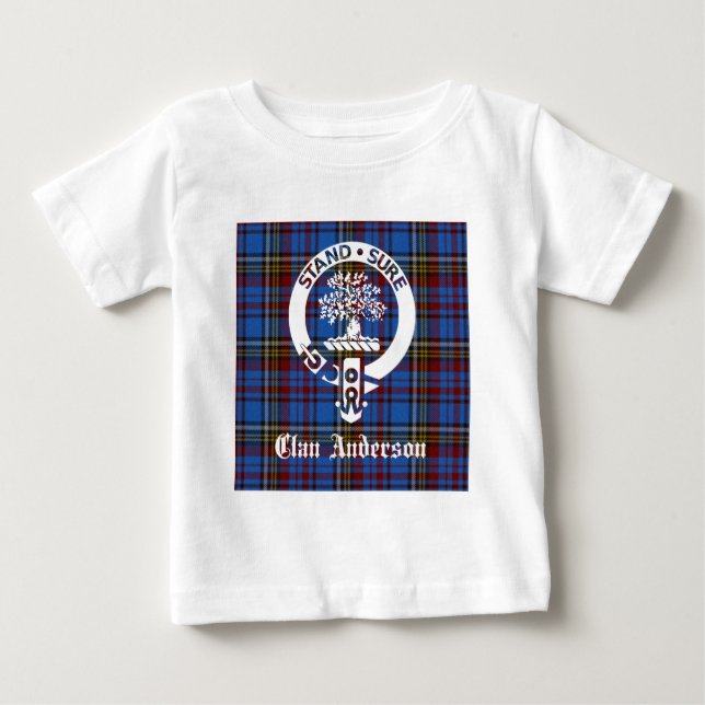 Camiseta De Bebé Clan escocés Anderson Escudo y Tartán (Anverso)