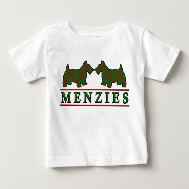 Camiseta De Bebé Clan Menzies Scottie Perro Clan Tartán escocés (Anverso)