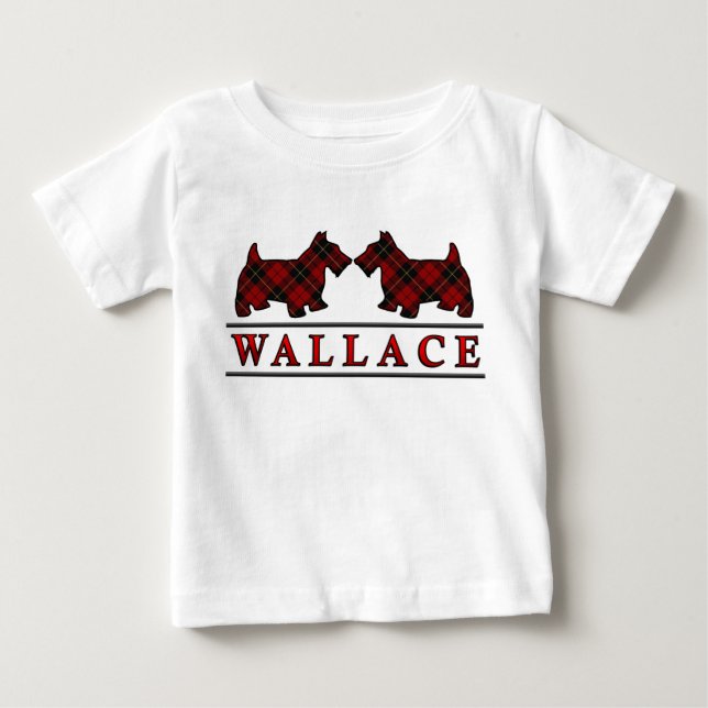 Camiseta De Bebé Clan Wallace Tartan Scottie Dogs (Anverso)