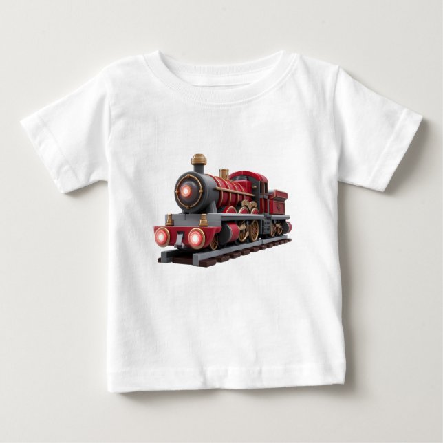 Camiseta De Bebé Classic Red Steam Train – Adventure Kids T-Shirt  (Anverso)