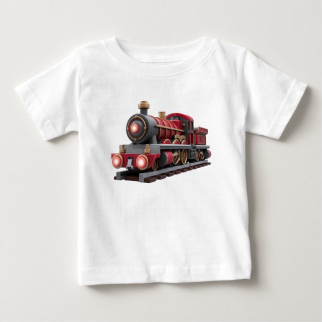 Camiseta De Bebé Classic Red Steam Train – Adventure Kids T-Shirt  (Anverso)