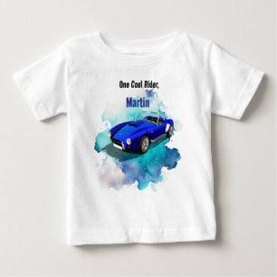 Camiseta De Bebé Classic Retro Blue Sports Car Aventura de cumpleañ