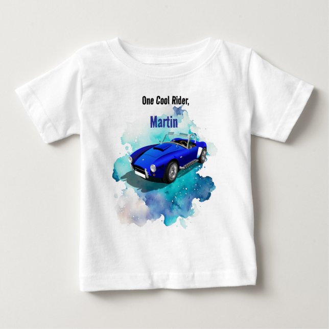 Camiseta De Bebé Classic Retro Blue Sports Car Aventura de cumpleañ (Anverso)