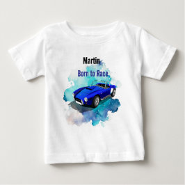 Camiseta De Bebé Classic Retro Blue Sports Car Birday Adventure H