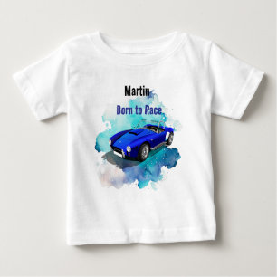 Camiseta De Bebé Classic Retro Blue Sports Car Birday Adventure H