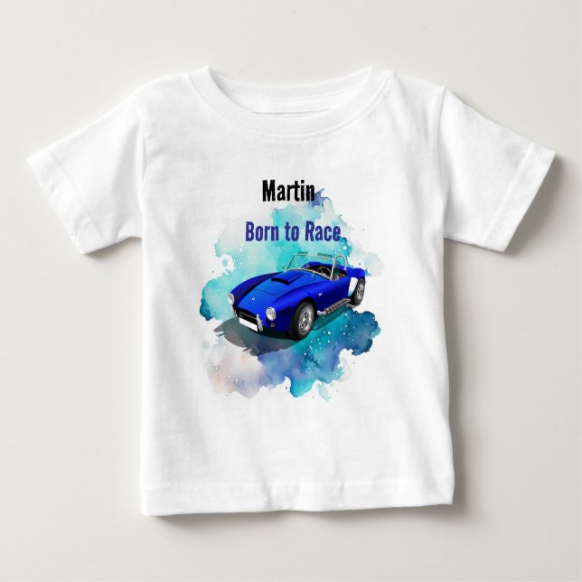 Camiseta De Bebé Classic Retro Blue Sports Car Birday Adventure H (Anverso)