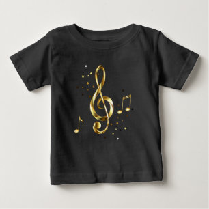 Camiseta De Bebé Clef Musical de Triple Dorado