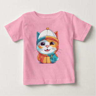Camiseta De Bebé Clipart Gorra sonriente con gato