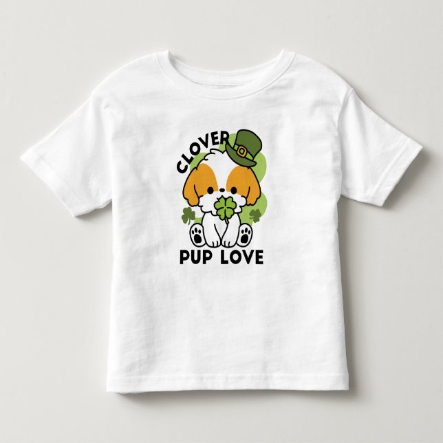 Camiseta De Bebé Clover Pup Love - Diseño de perros del Día de San  (Anverso)