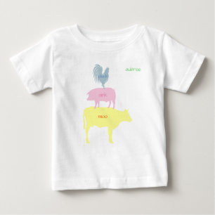 Camiseta De Bebé cluck, oink, moo Personalizable