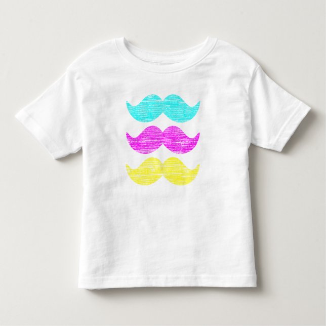 Camiseta De Bebé CMY Mustaches (estilo letterpress) (Anverso)