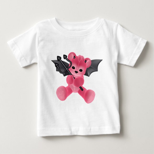 Camiseta De Bebé ♥ cobrable del oso de peluche del diablo del ♥ del (Anverso)