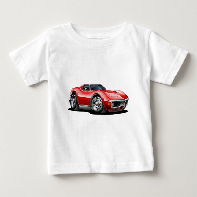 Camiseta De Bebé Coche 1968-72 del rojo del Corvette (Anverso)