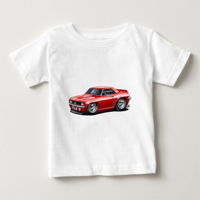 Camiseta De Bebé Coche 1969 del rojo de Camaro SS (Anverso)