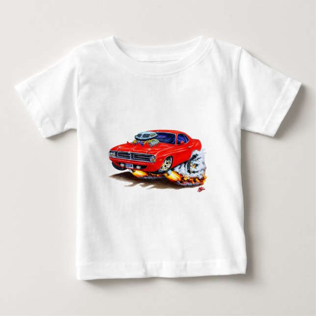 Camiseta De Bebé Coche 1970 del rojo de Cuda (Anverso)
