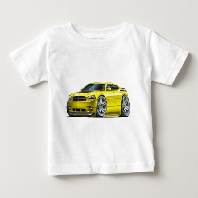 Camiseta De Bebé Coche amarillo de Daytona del cargador de Dodge (Anverso)