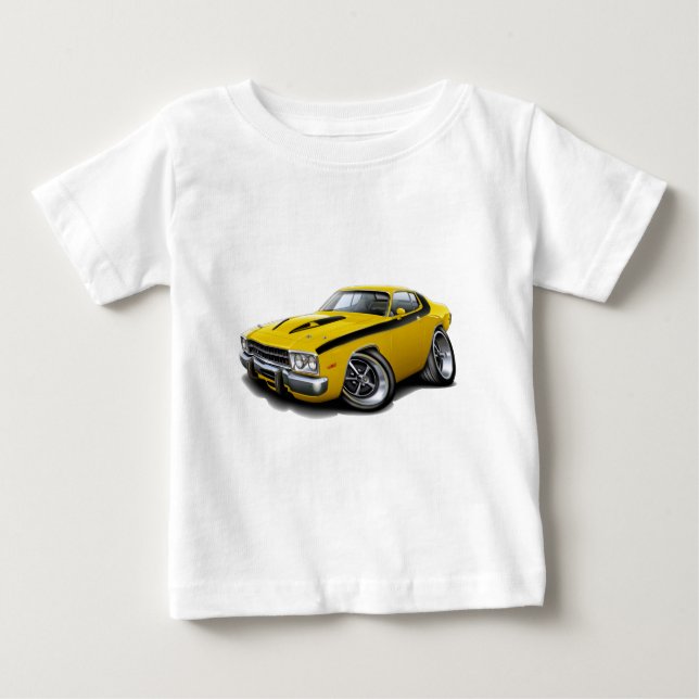 Camiseta De Bebé Coche Amarillo-Negro 1973-74 del Roadrunner (Anverso)