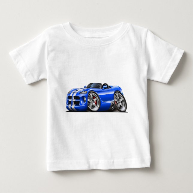 Camiseta De Bebé Coche Azul-Blanco del automóvil descubierto de la (Anverso)