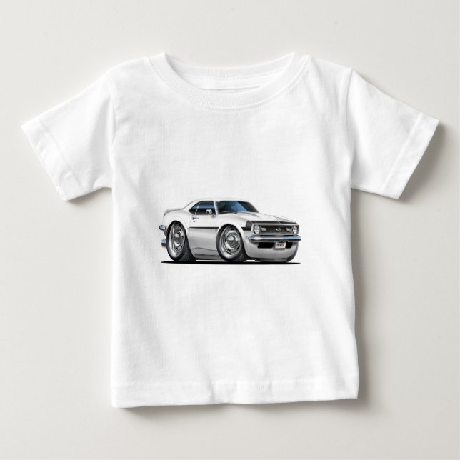 Camiseta De Bebé Coche Blanco-Negro 1968 de Camaro (Anverso)