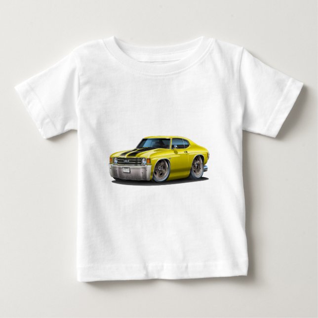 Camiseta De Bebé Coche Chevelle amarillo-negro 1971-72 (Anverso)
