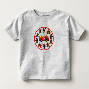 Camiseta De Bebé Coche de bomberos con los bomberos ocupados