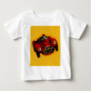 Camiseta De Bebé Coche de carreras automático viejo amarillo rojo