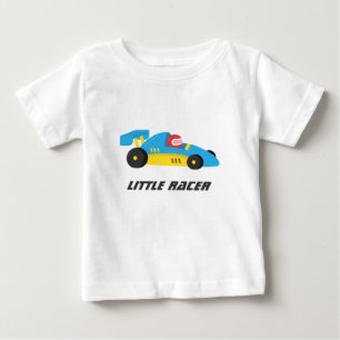 Camiseta De Bebé Coche de Carreras Azul Adorable para El Pequeño Pi