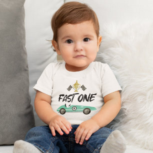 Camiseta De Bebé Coche de Carreras para Niños Cumpleaños 1
