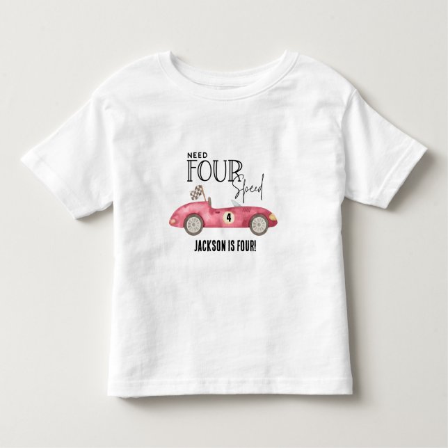 Camiseta De Bebé Coche de carreras rojo Necesita CUATRO Velocidad 4 (Anverso)