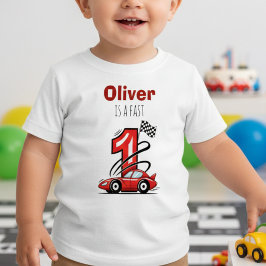 Camiseta De Bebé Coche de Carreras Rojo Rápido Cumpleaños Uno