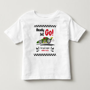 Camiseta De Bebé Coche de Carreras Verde Listo, Preparado, ¡Vamos! 