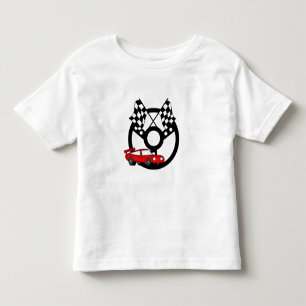 Camiseta De Bebé Coche de carreras y banderas rojos