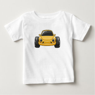 Camiseta De Bebé Coche de dibujos animados amarillo