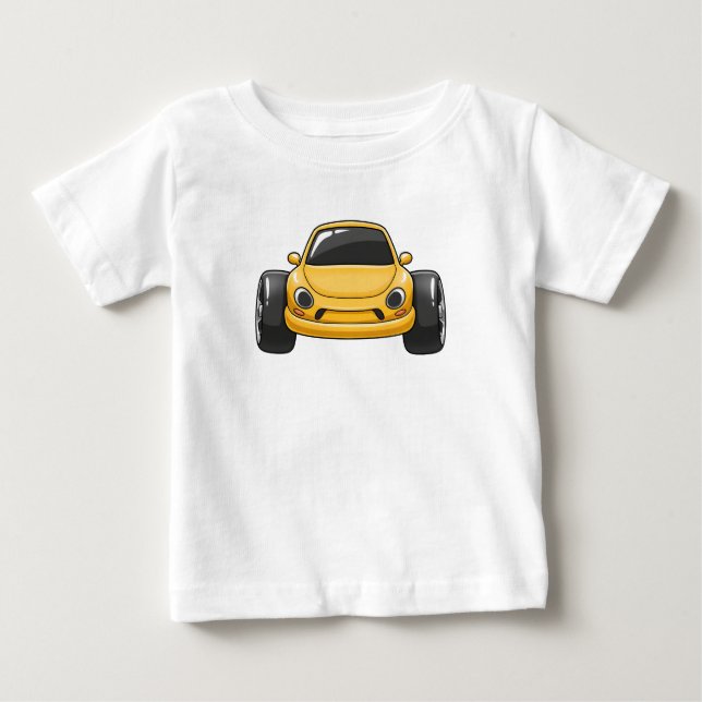 Camiseta De Bebé Coche de dibujos animados amarillo (Anverso)