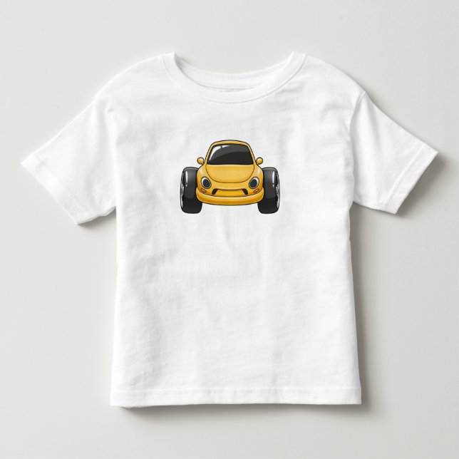 Camiseta De Bebé Coche de dibujos animados amarillo (Anverso)