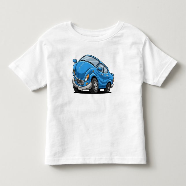 Camiseta De Bebé Coche de Dibujos Animados Azul (Anverso)