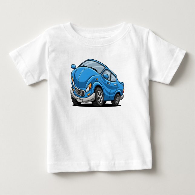 Camiseta De Bebé Coche de Dibujos Animados Azul (Anverso)
