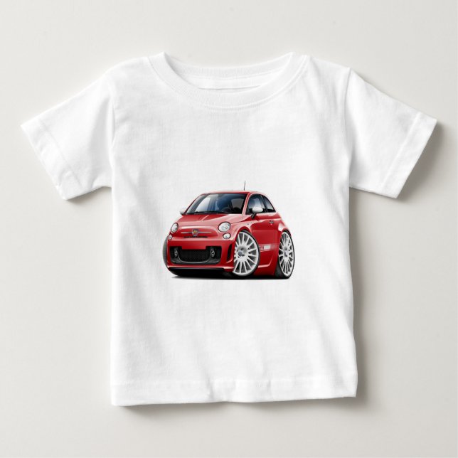 Camiseta De Bebé Coche del rojo de Fiat 500 Abarth (Anverso)